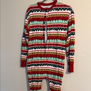 Lazy One Festive Striped Footie with Red and Green